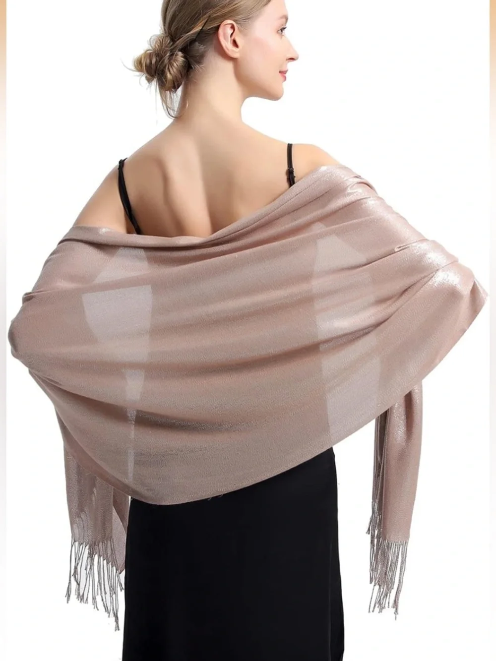 RonFoxi Rose Gold Sparkly Pashmina Shawl / Wrap